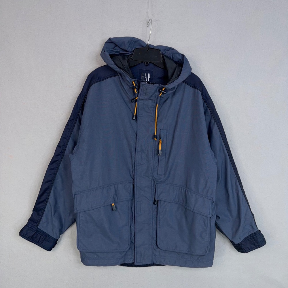 GAP Hooded Windbreaker Jacket Mens XS Blue Colorblock Technical Gorpcore